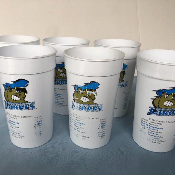 SET of 6 Grand Valley State University Laker 2004 Football Schedule Cups #G5 - Picture 1 of 6